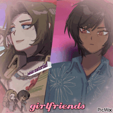 a picture of a girl with the words girlfriends on the bottom