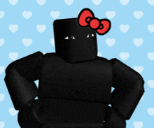 a black robot with a hello kitty bow on its head