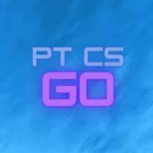 a blue background with the words pt cs go in purple