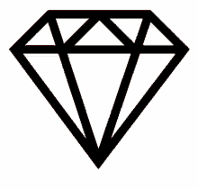 a white diamond is on a black background with a red border