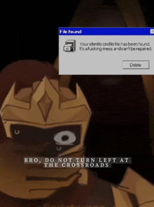 a computer screen displays a file found message