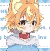 a drawing of a girl with a dog collar and the word inu on the bottom right