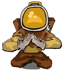 a drawing of an astronaut with a yellow helmet on