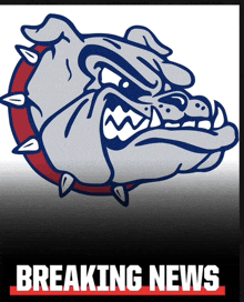 a picture of a bulldog with the words breaking news under it