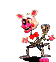 mangle from five nights at freddy 's is a skeleton with a bow tie and a crown on his head .