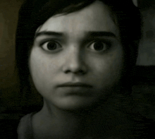 a black and white photo of a woman 's face with a serious look on her face