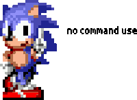 a pixel art of sonic the hedgehog with the words no command use below