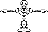 a pixel art drawing of papyrus from undertale with his arms outstretched and boots on .