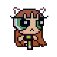 a pixel art drawing of a girl with long hair