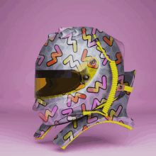 a helmet with a pattern of letters n and z on it