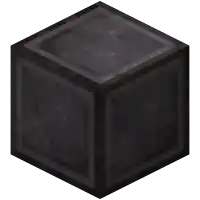 a black minecraft block with a white background