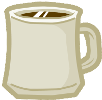 a cartoon drawing of a coffee cup with a handle