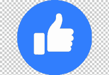 a thumbs up icon in a blue circle on a checkered background