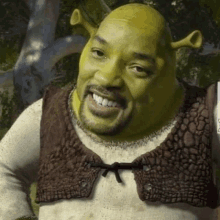 a man with a beard is shrek from shrek