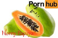 a picture of a papaya with the words porn hub horny papaya