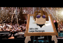 a person holding a large rectangle in front of them