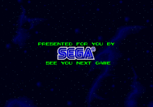 the sega logo is on a dark blue background