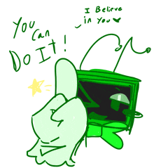 a green cartoon character giving a thumbs up with the words " you can do it " below it