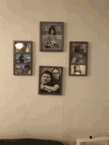 four framed pictures on a wall one of which is of a little girl