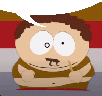 a cartoon character from south park has a speech bubble coming out of his mouth