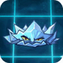 a cartoon ice monster with a blue background and a blue grid .