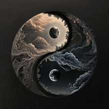 a painting of a yin yang symbol with a full moon in the middle