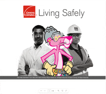 a owens corning ad with pink panther and a man