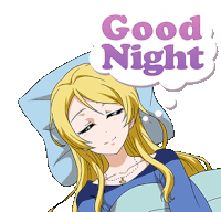 a girl laying in bed with a thought bubble that says " good night "