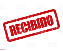 a red stamp with the word recibido inside of it