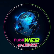 a logo for a company called publiweb calabazo with a globe in the center