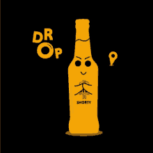 a yellow bottle with a face and the words dr op shorty