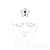 a drawing of a man holding a microphone with the name capi dave underneath it