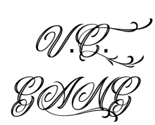 a black and white drawing of the name v.b. gone