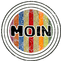 a colorful circle with the word moin written inside