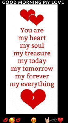 you are my heart my soul my treasure my today my tomorrow my forever my everything and j