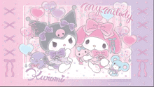 a picture of kuromi and my melody with balloons and hearts