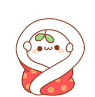 a cartoon drawing of a snake wrapped in a red blanket