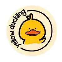 a yellow duck is in a circle with the words yellow duckling written around it