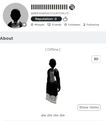 a screenshot of a person 's profile and a 3d model of them