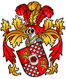 a drawing of a coat of arms with a shield with a lion on it