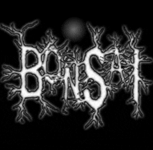 a black and white logo for a band called bonsai on a black background