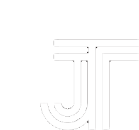 a white logo with the letter j and t on it