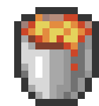 a pixel art drawing of a bucket of water with flames coming out of it .