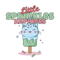 a cat popsicle with sprinkles and the words little sprinkles of happiness