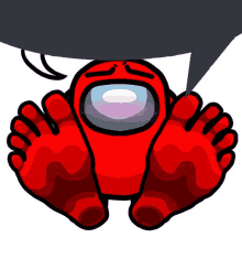 a red among us character has a pair of red feet on a white background