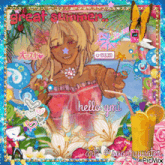 a picture of a girl with a straw and the words great summer