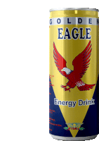 a can of golden eagle energy drink with a red eagle on the front