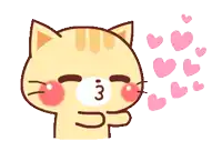 a cartoon cat with hearts coming out of its mouth and a 3 on its face