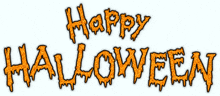 the words happy halloween are written in orange and black