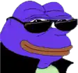 a purple frog wearing sunglasses and a jacket .
